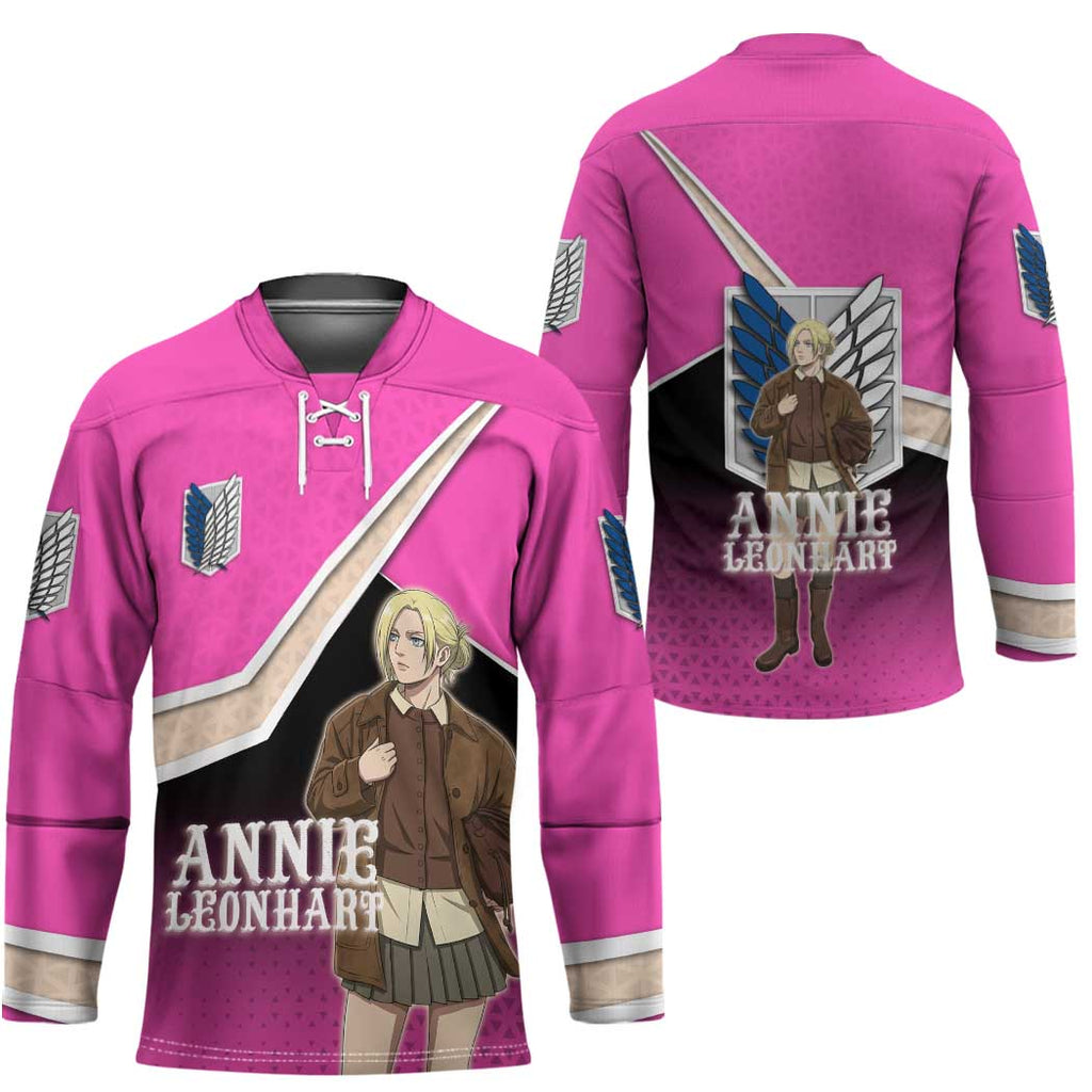 Annie Leonhart Attack on Titan Hockey Jersey Anime Preppy Streetwear Style