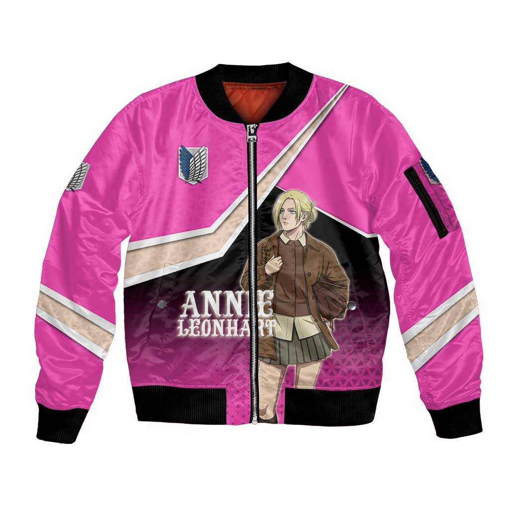 Annie Leonhart Attack on Titan Sleeve Zip Bomber Jacket Anime Preppy Streetwear Style
