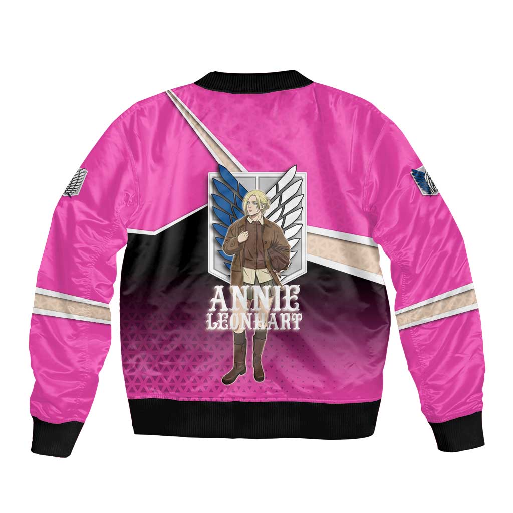 Annie Leonhart Attack on Titan Sleeve Zip Bomber Jacket Anime Preppy Streetwear Style
