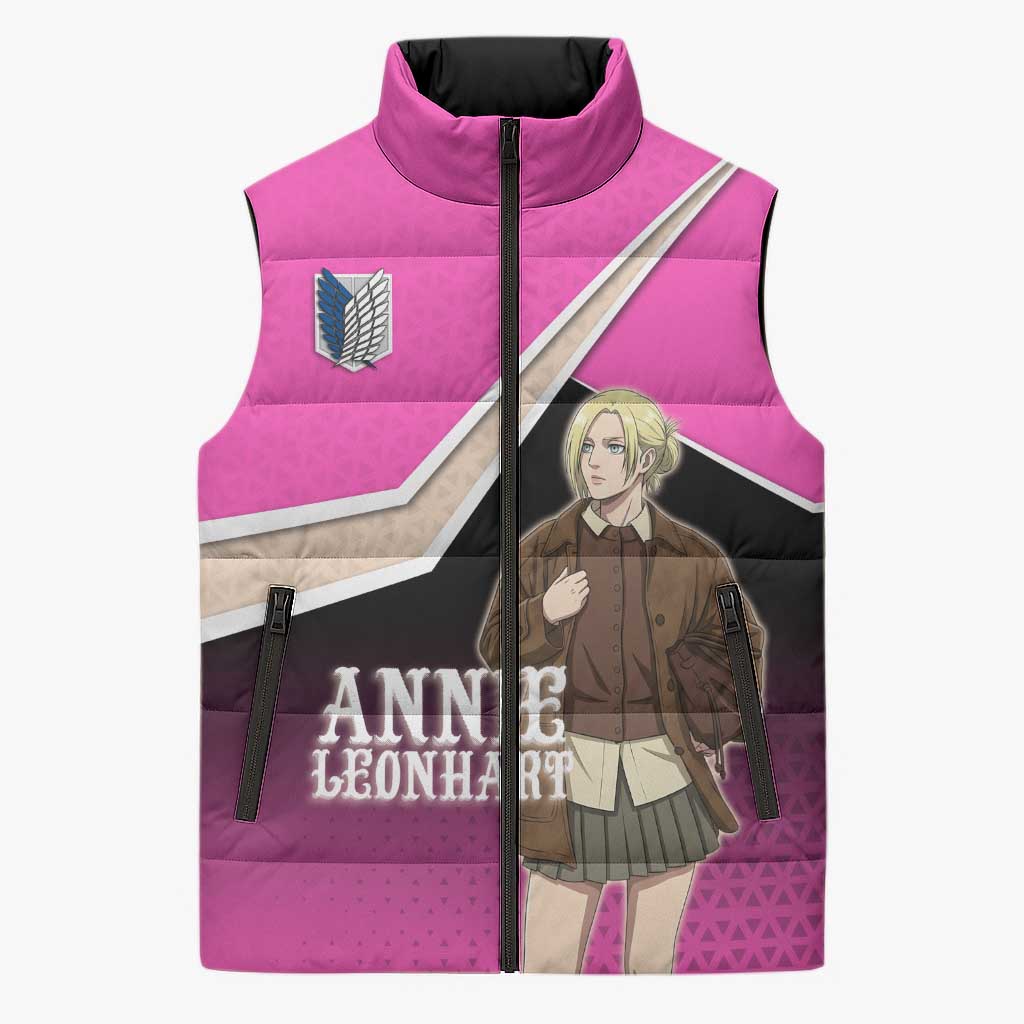 Annie Leonhart Attack on Titan Sleeveless Puffer Jacket Anime Preppy Streetwear Style