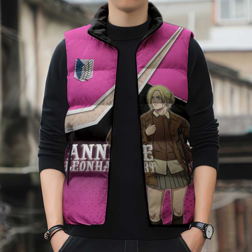 Annie Leonhart Attack on Titan Sleeveless Puffer Jacket Anime Preppy Streetwear Style