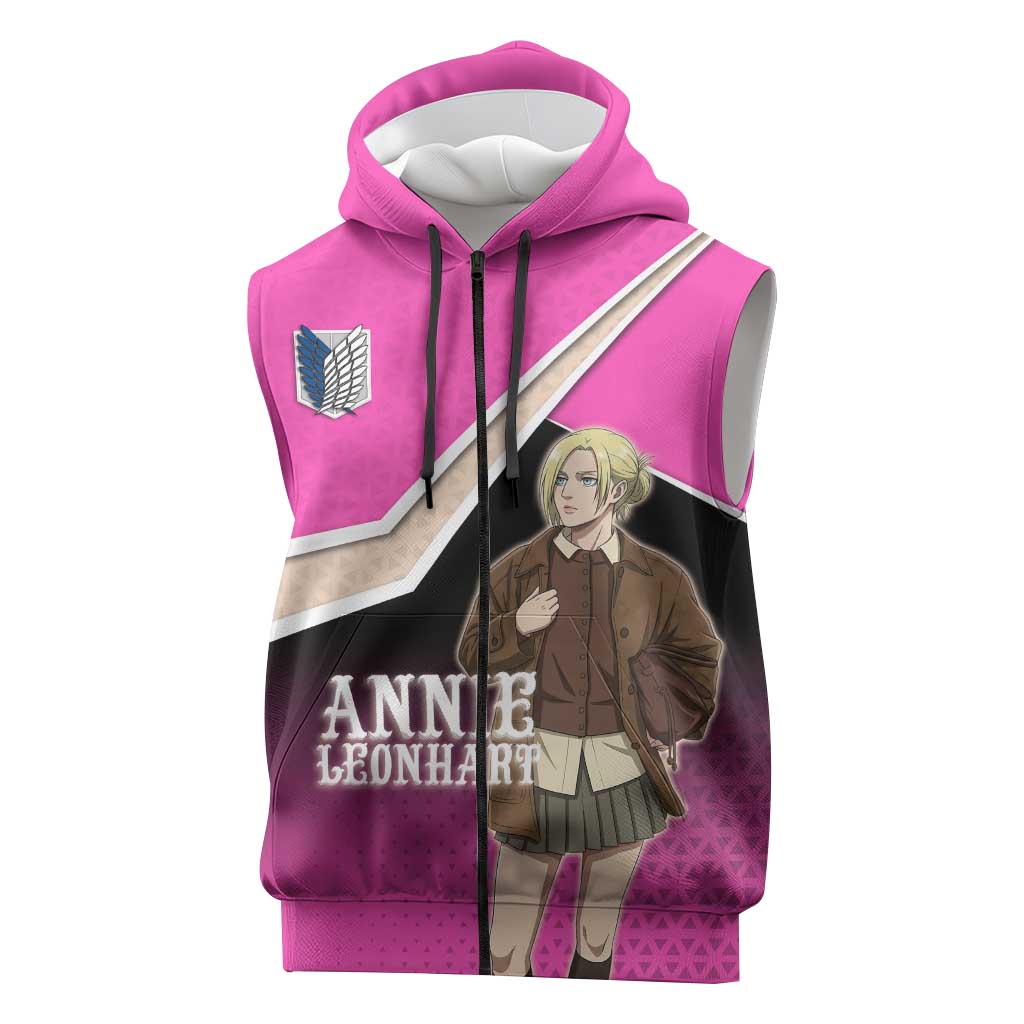 Annie Leonhart Attack on Titan Sleeveless Zip Hoodie Anime Preppy Streetwear Style