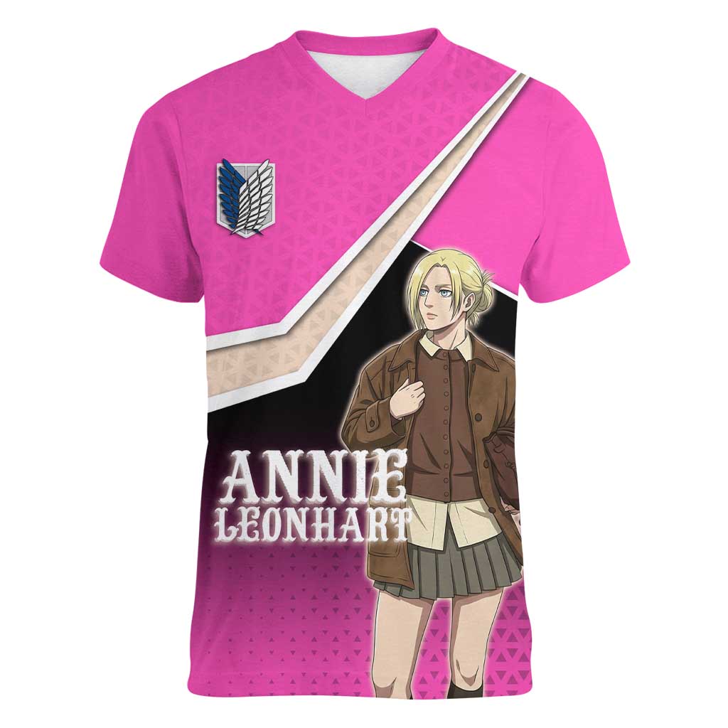 Annie Leonhart Attack on Titan Women V-Neck T-Shirt Anime Preppy Streetwear Style