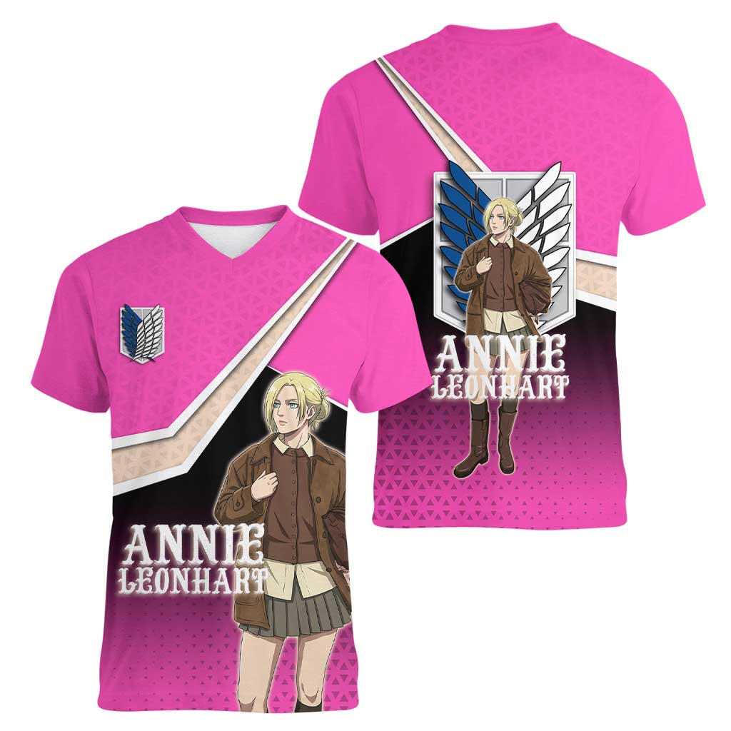 Annie Leonhart Attack on Titan Women V-Neck T-Shirt Anime Preppy Streetwear Style