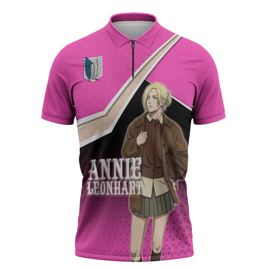 Annie Leonhart Attack on Titan Zipper Polo Shirt Anime Preppy Streetwear Style