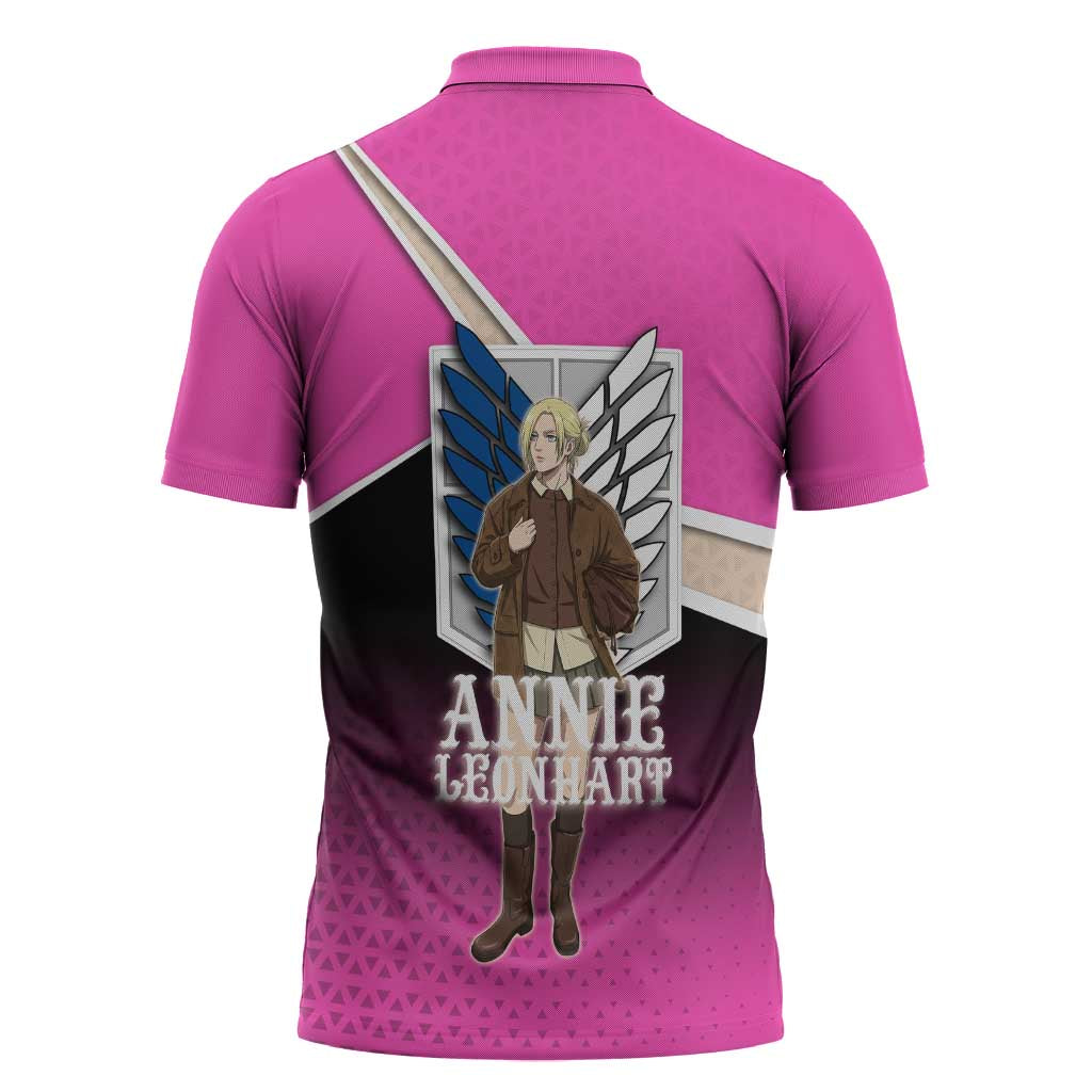 Annie Leonhart Attack on Titan Zipper Polo Shirt Anime Preppy Streetwear Style
