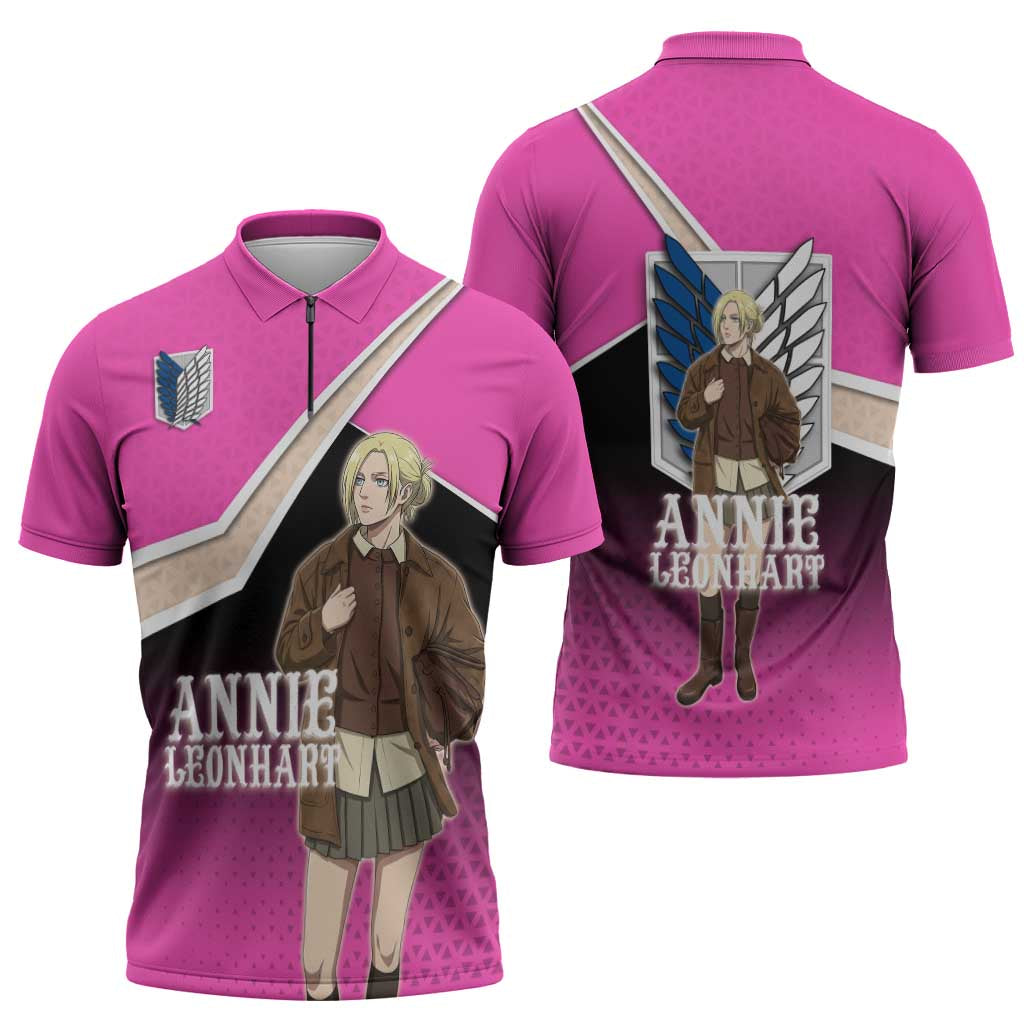 Annie Leonhart Attack on Titan Zipper Polo Shirt Anime Preppy Streetwear Style
