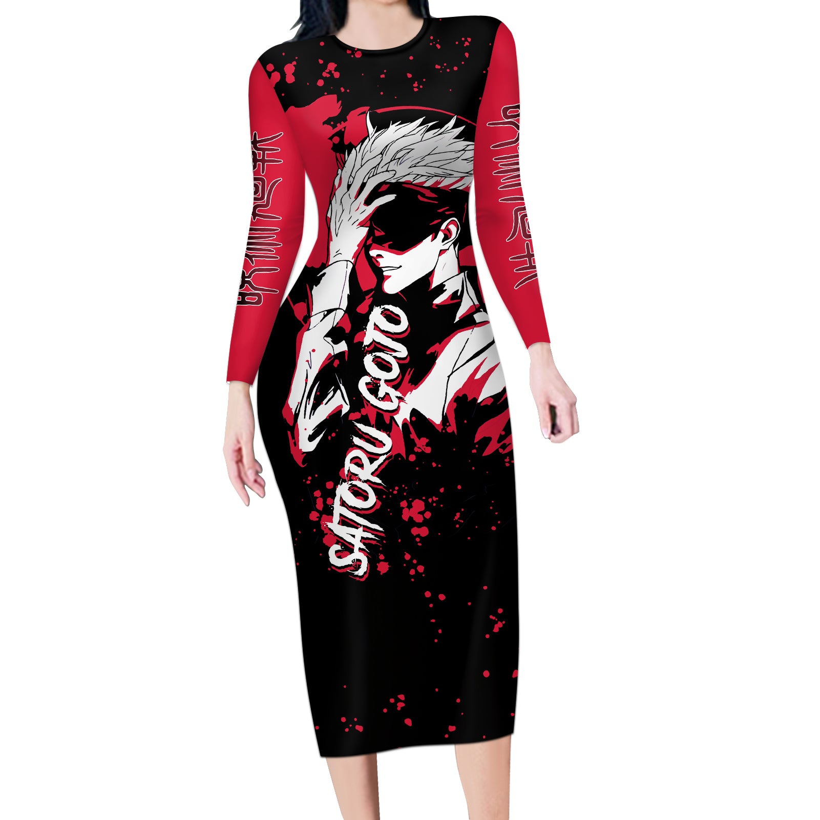 Satoru Gojo Long Sleeve Bodycon Dress Jujutsu Kaisen Anime