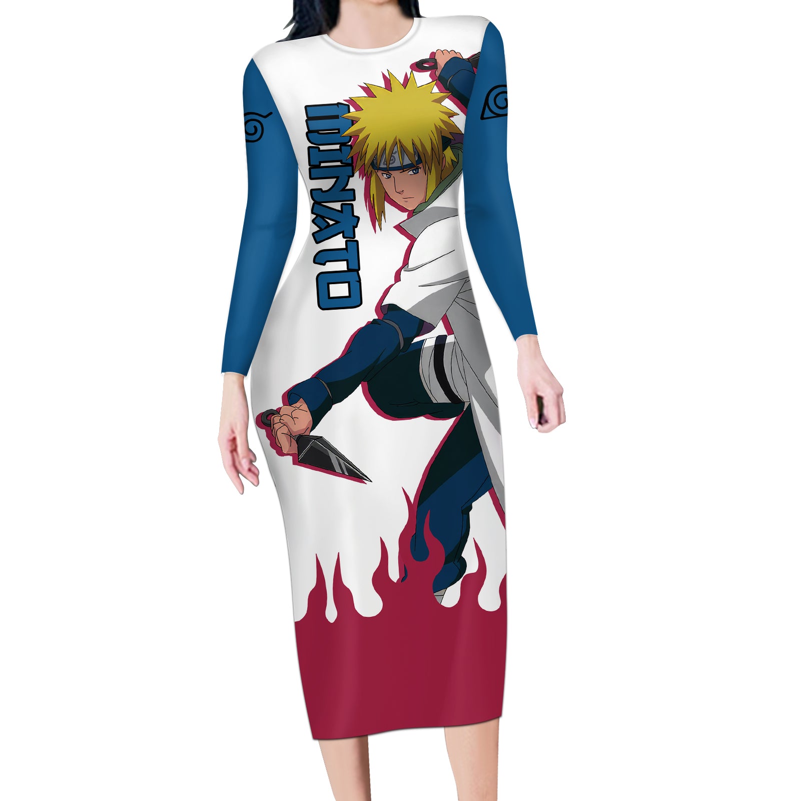 Minato Namikaze Long Sleeve Bodycon Dress Naruto
