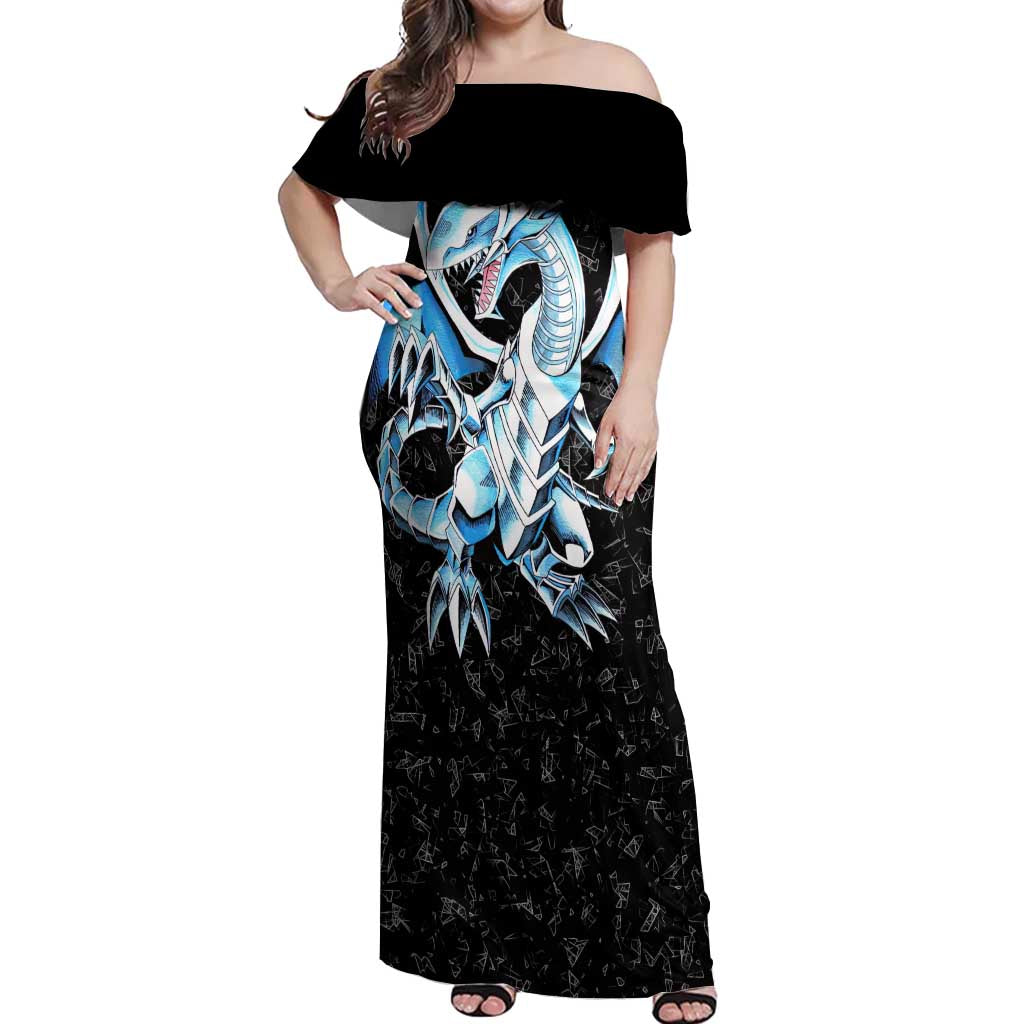 Blue-Eyes White Dragon Off Shoulder Maxi Dress TS04