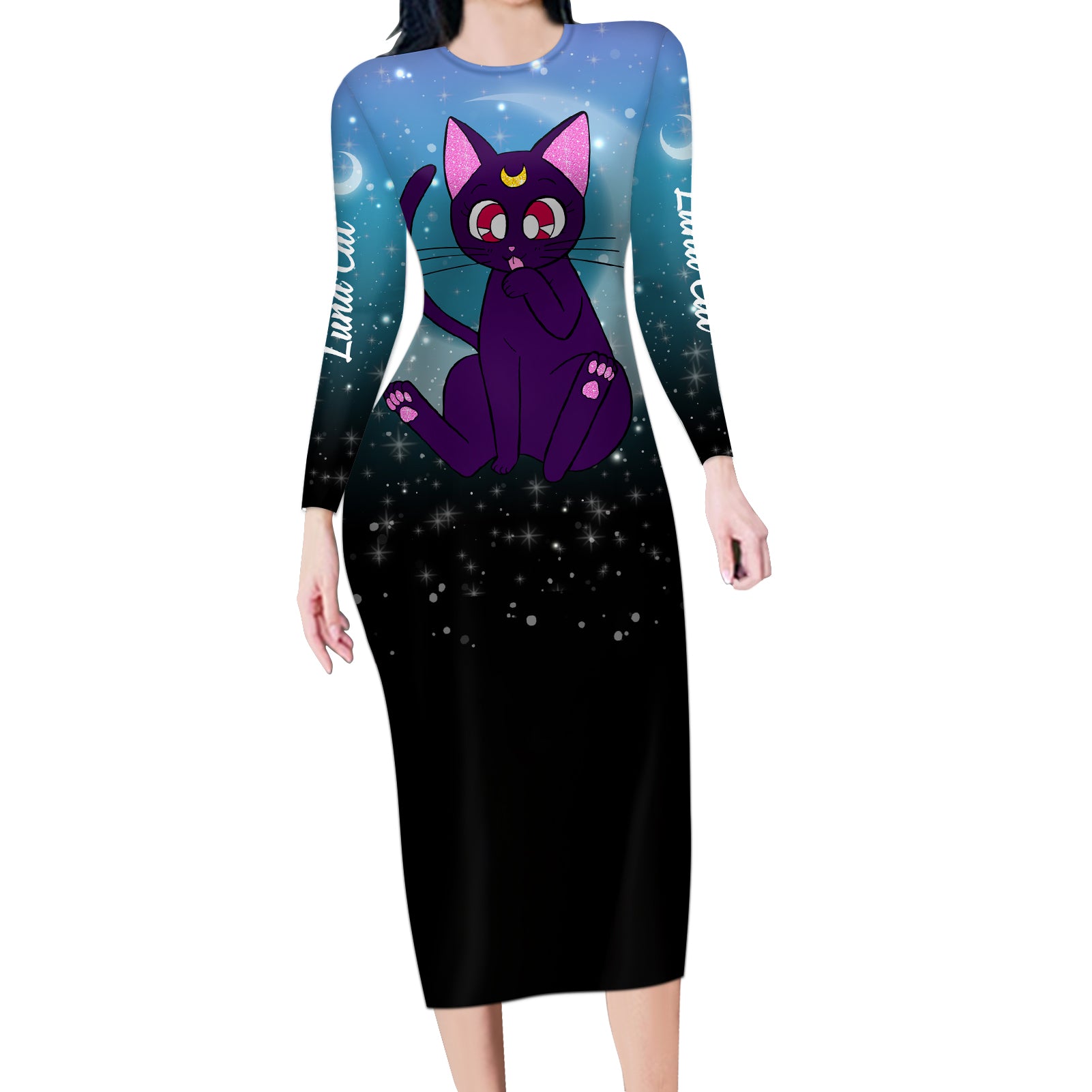 Luna Cat - Sailor Moon Long Sleeve Bodycon Dress