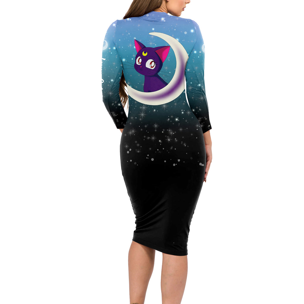 Luna Cat - Sailor Moon Long Sleeve Bodycon Dress