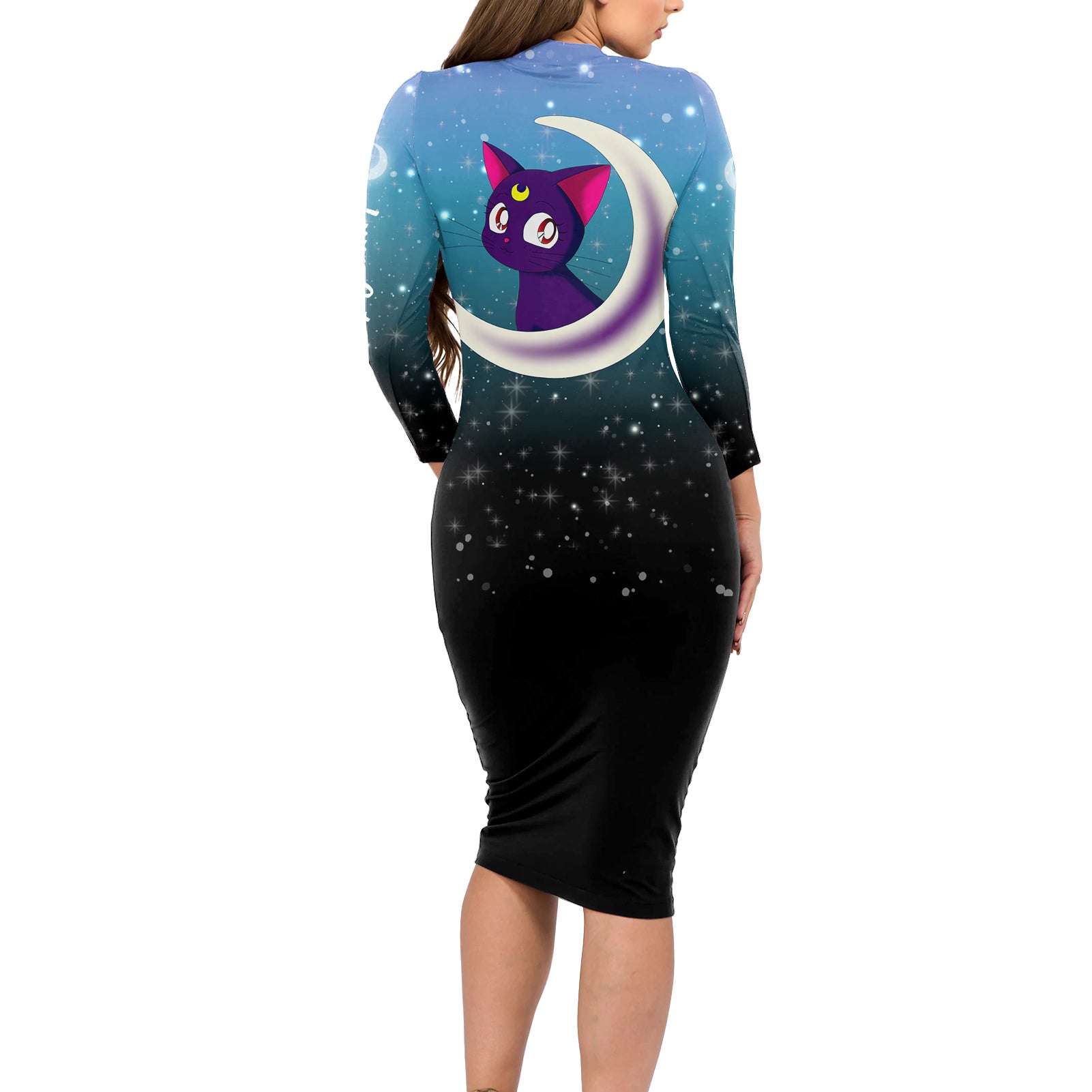 Luna Cat - Sailor Moon Long Sleeve Bodycon Dress