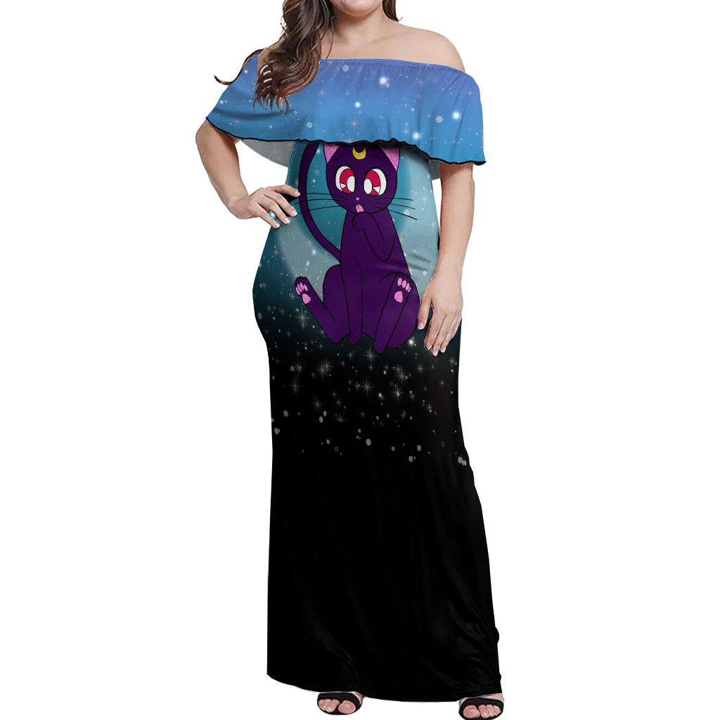 Luna Cat - Sailor Moon Off Shoulder Maxi Dress