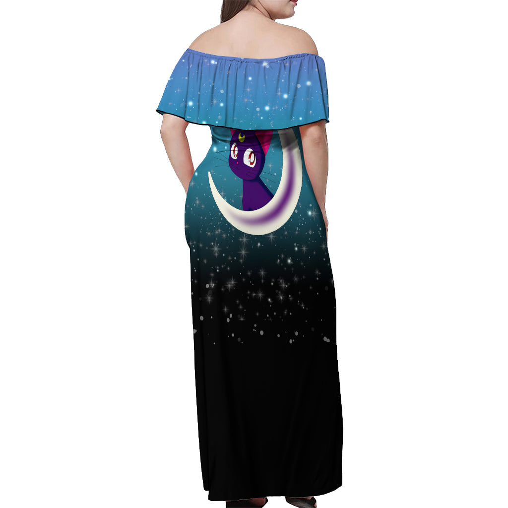 Luna Cat - Sailor Moon Off Shoulder Maxi Dress