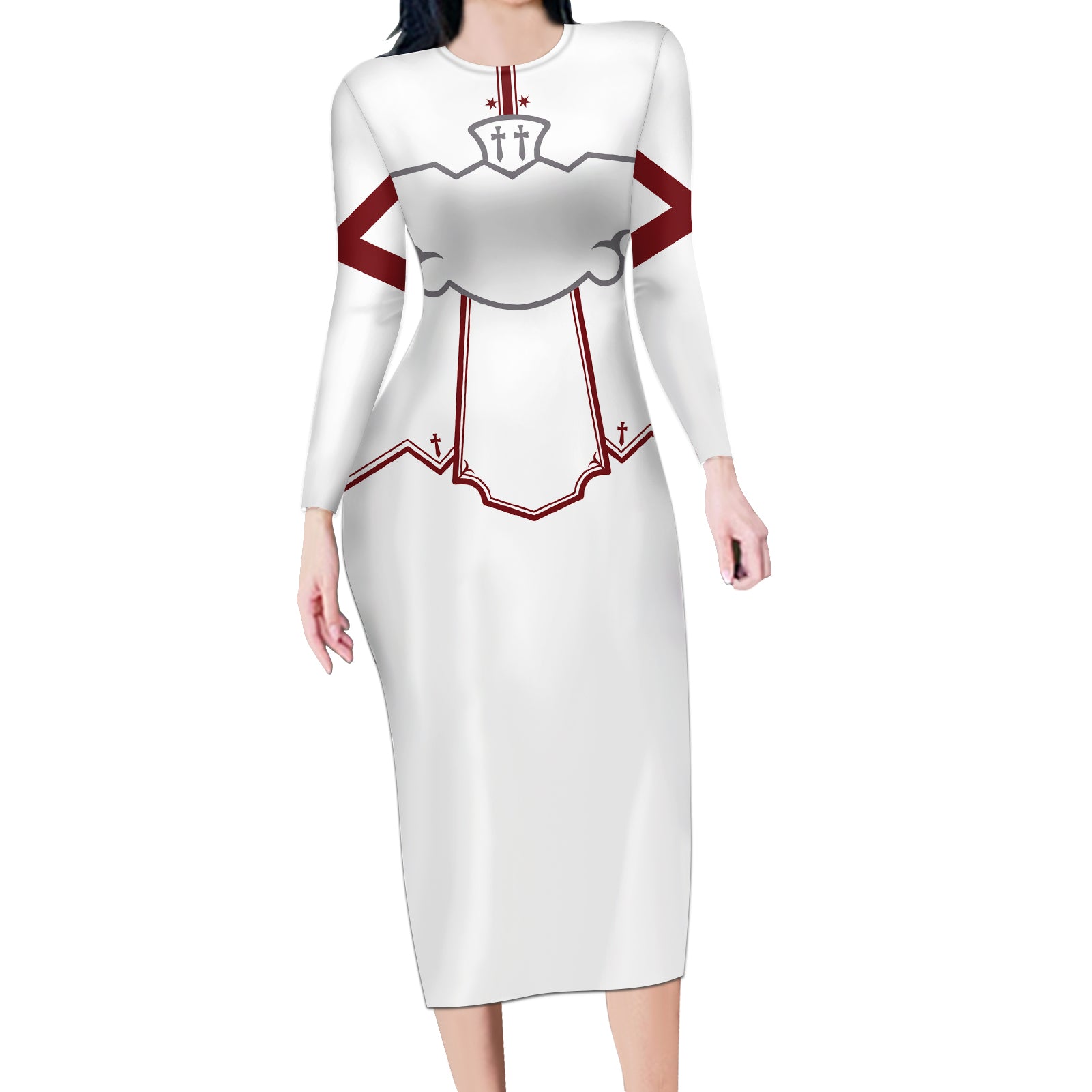 Asuna Yuuki Uniform Long Sleeve Bodycon Dress Sword Art Online