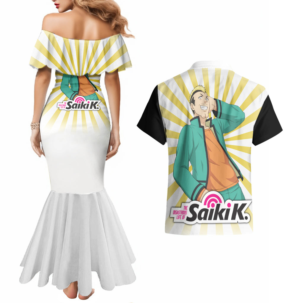 Saiki K Riki Nendou Couples Matching Mermaid Dress and Hawaiian Shirt The Disastrous Life of Saiki K