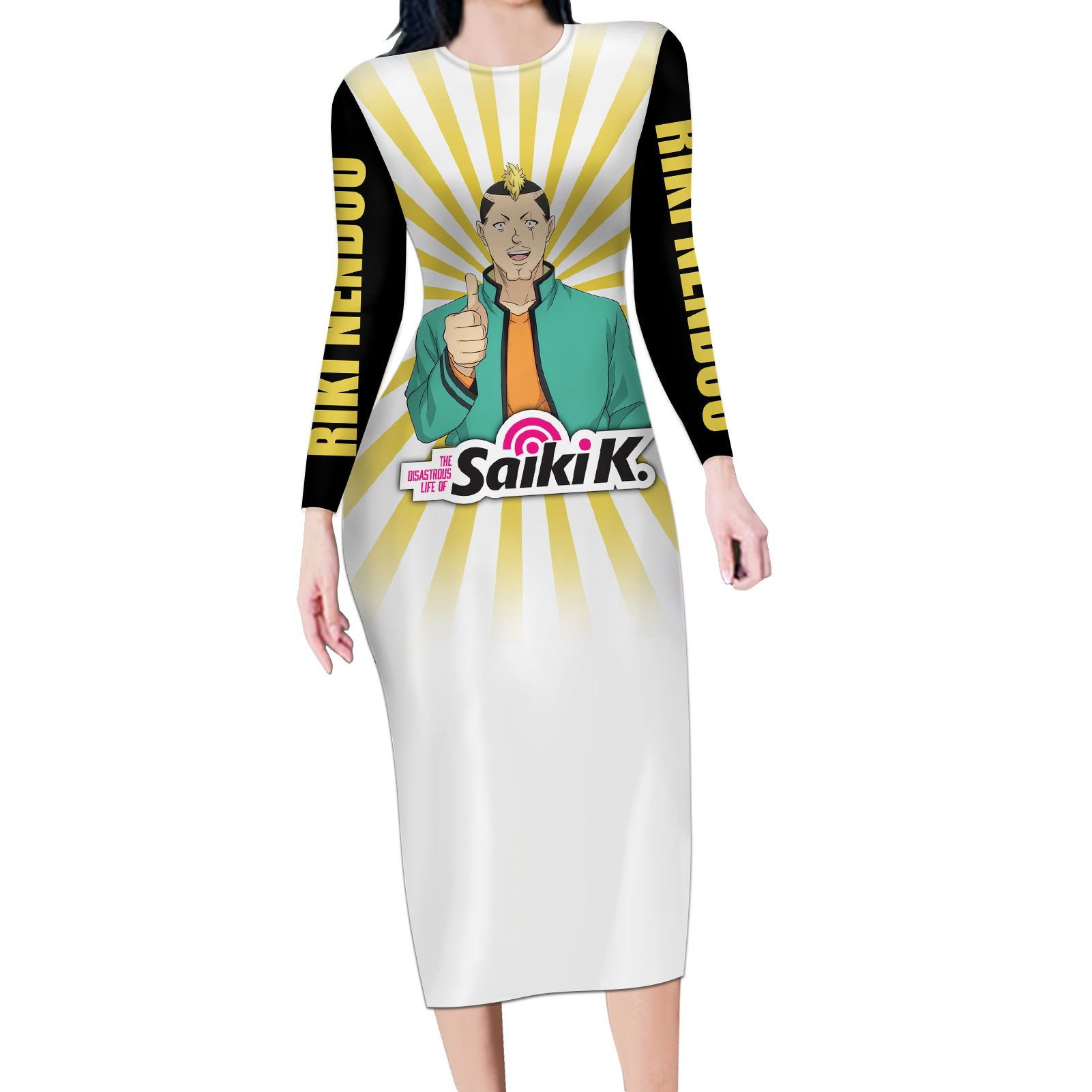 Saiki K Riki Nendou Long Sleeve Bodycon Dress The Disastrous Life of Saiki K