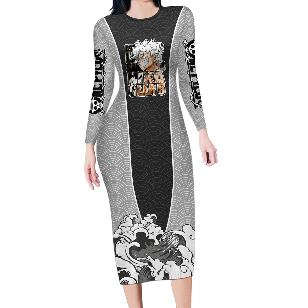 Monkey D Luffy Nika Gear 5 - One Piece Long Sleeve Bodycon Dress Japan Anime Style