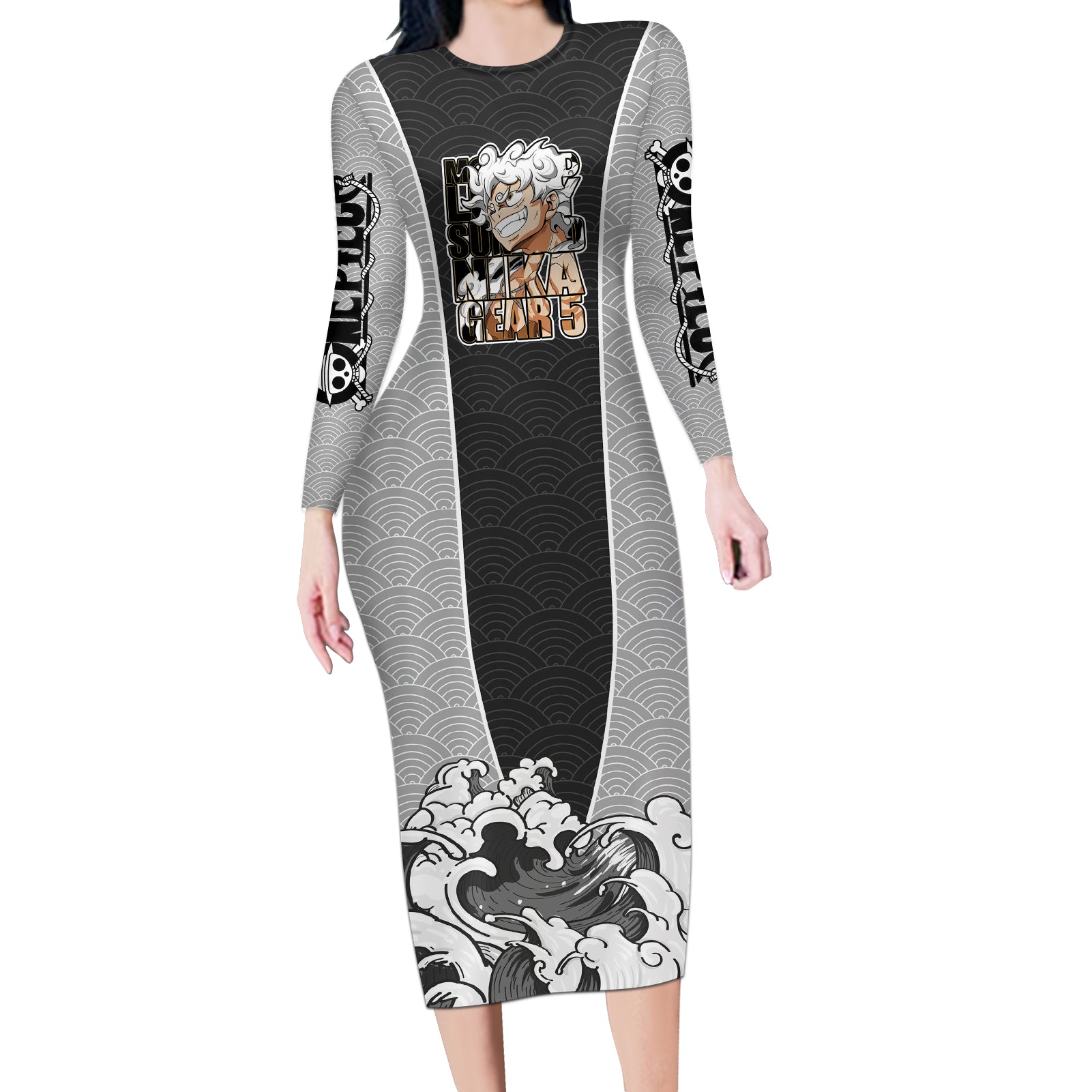 Monkey D Luffy Nika Gear 5 - One Piece Long Sleeve Bodycon Dress Japan Anime Style