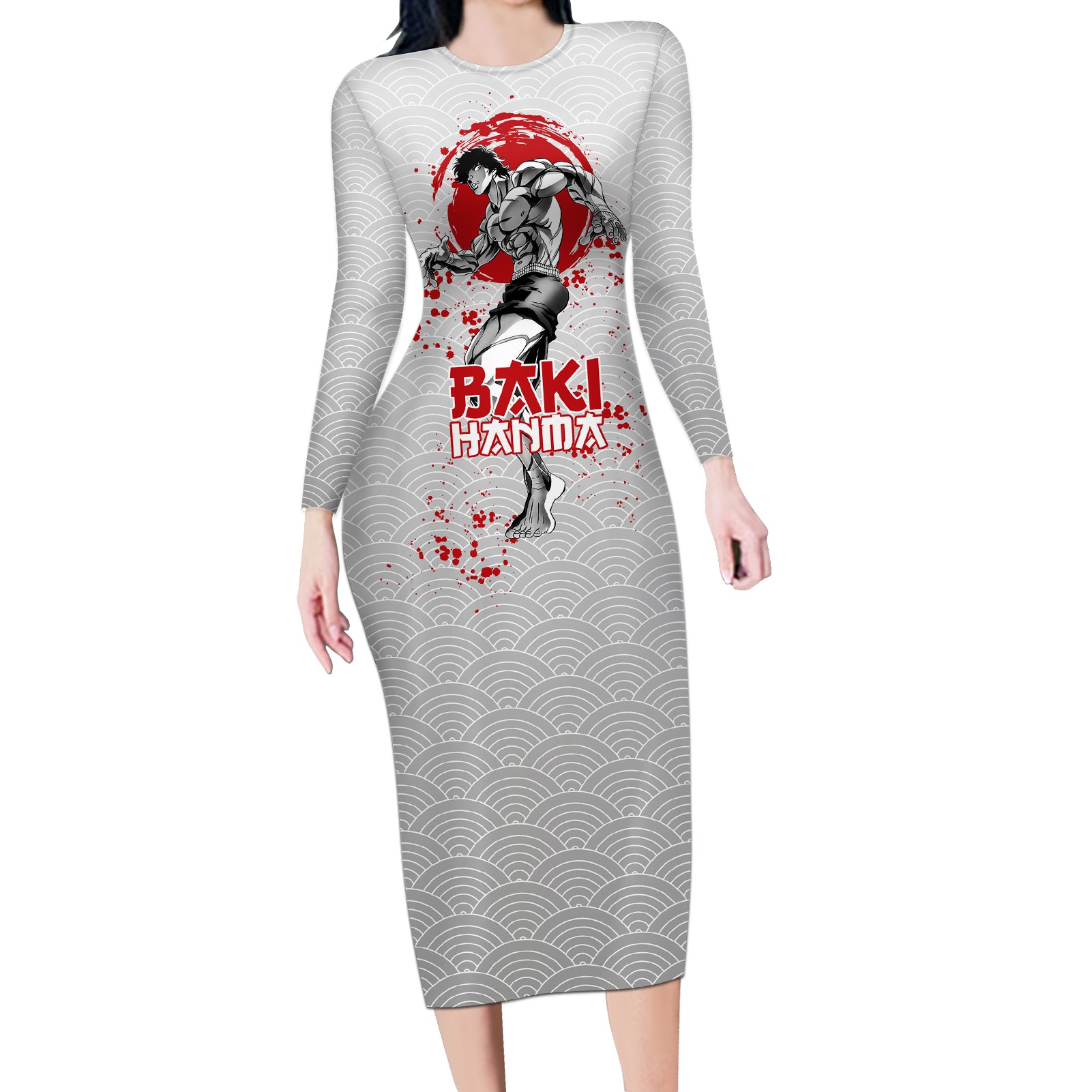 Baki Hanma - Baki Hanm Long Sleeve Bodycon Dress Japan Anime Style