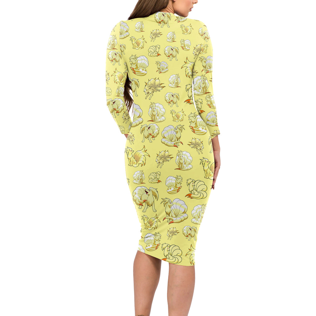 Ninetales Long Sleeve Bodycon Dress Pattern Style