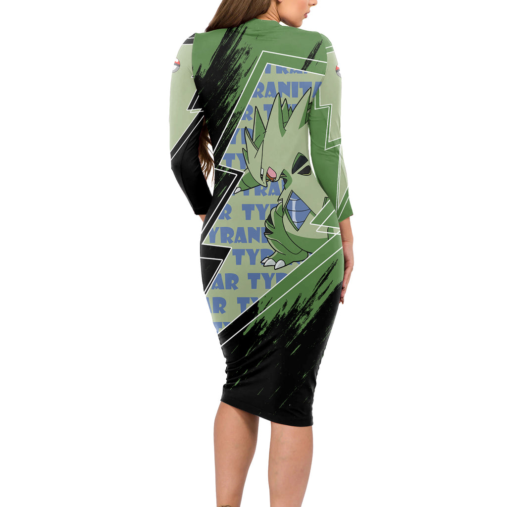 Tyranitar Long Sleeve Bodycon Dress Pattern Style