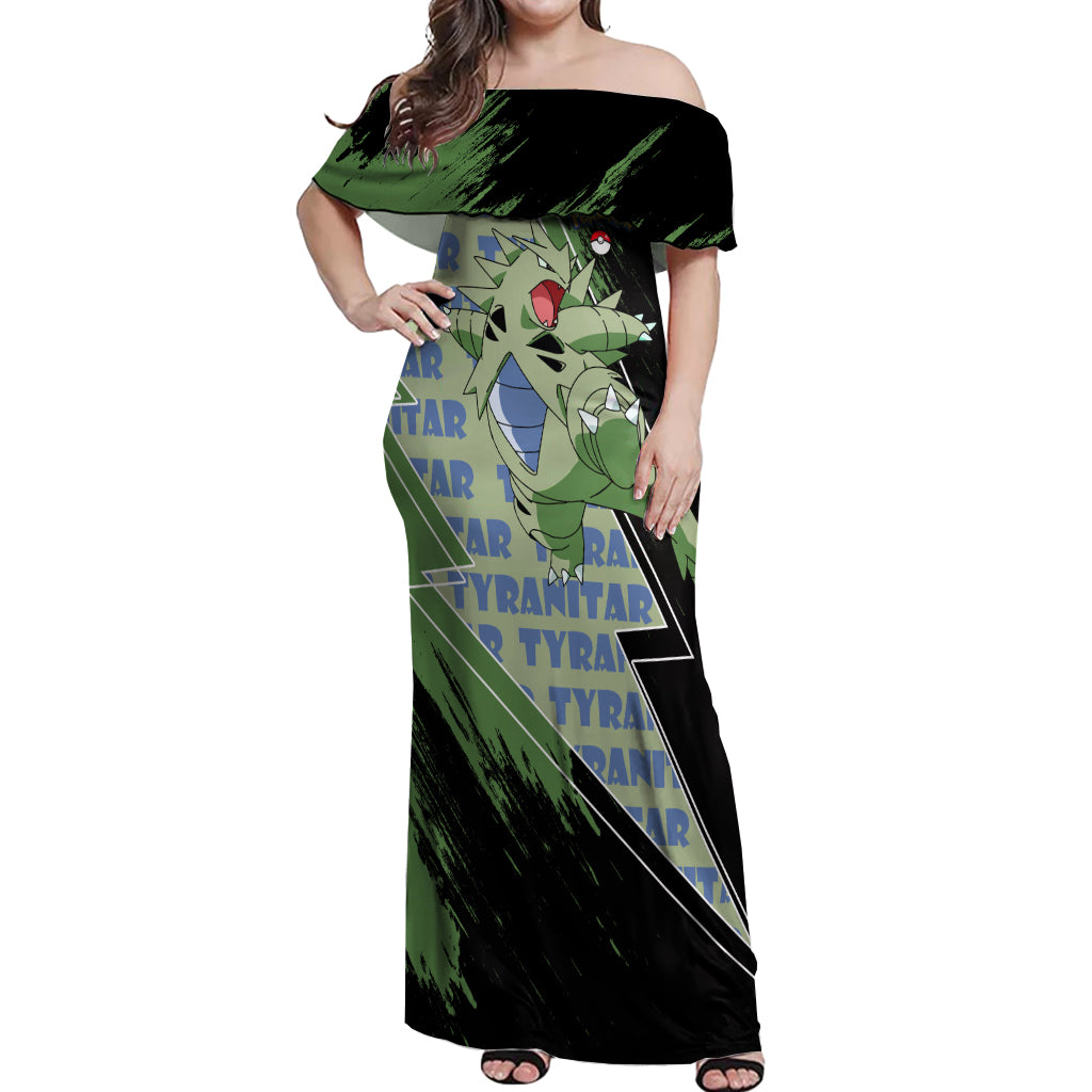Tyranitar Off Shoulder Maxi Dress Pattern Style