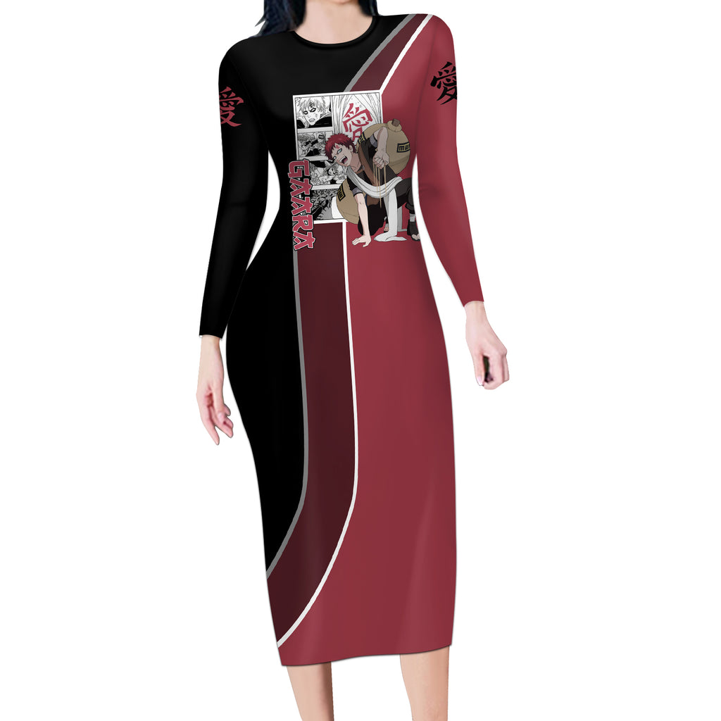 Gaara Long Sleeve Bodycon Dress Anime Mix Manga