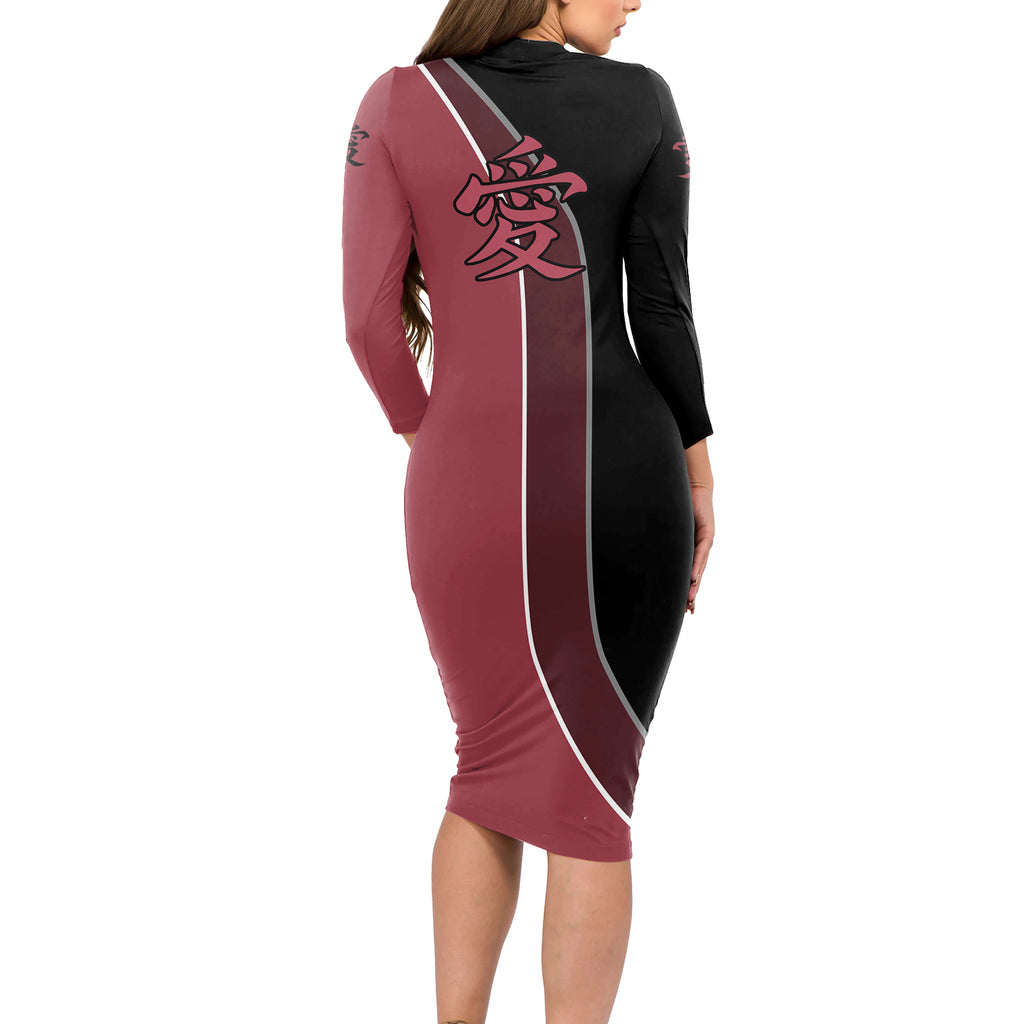 Gaara Long Sleeve Bodycon Dress Anime Mix Manga
