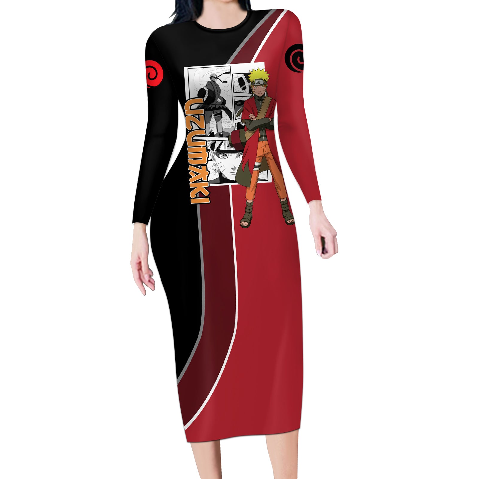 Nrt Uzumaki Sage Long Sleeve Bodycon Dress Mix Manga