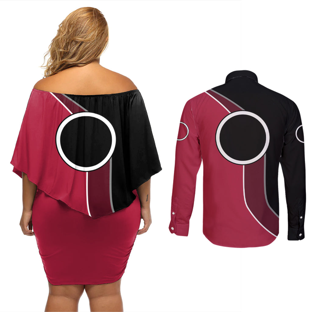 Sakura Haruno - Naruto Couples Matching Off Shoulder Short Dress and Long Sleeve Button Shirt Anime Mix Manga Style