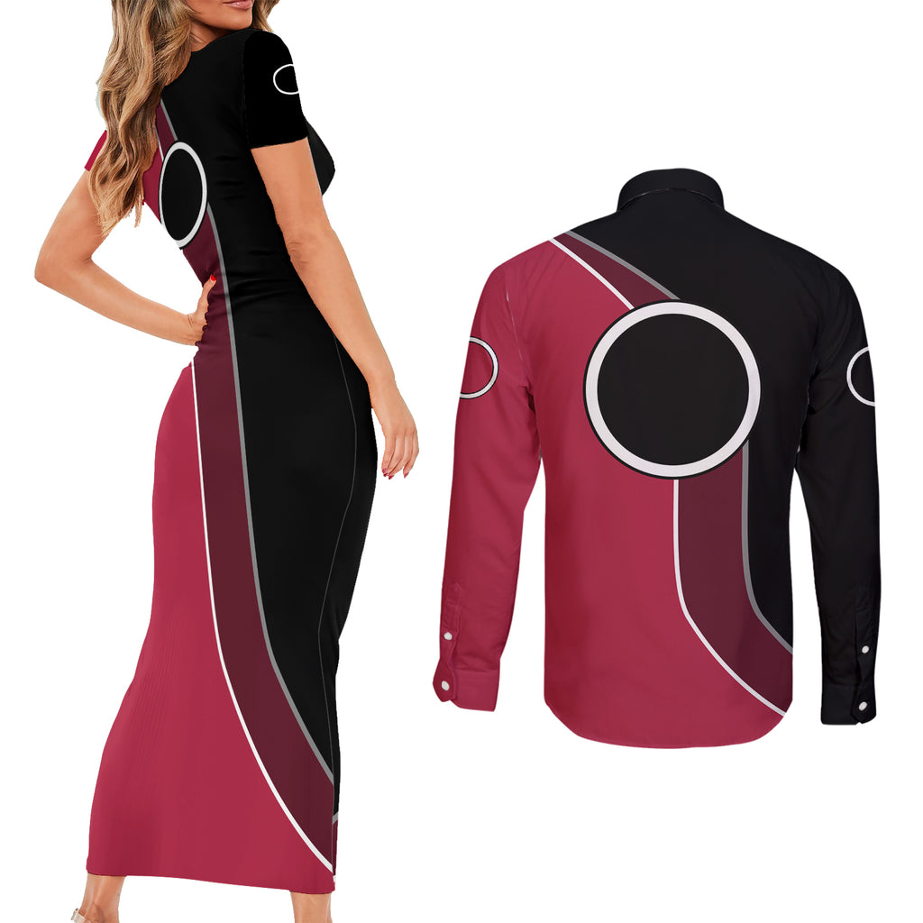 Sakura Haruno - Naruto Couples Matching Short Sleeve Bodycon Dress and Long Sleeve Button Shirt Anime Mix Manga Style
