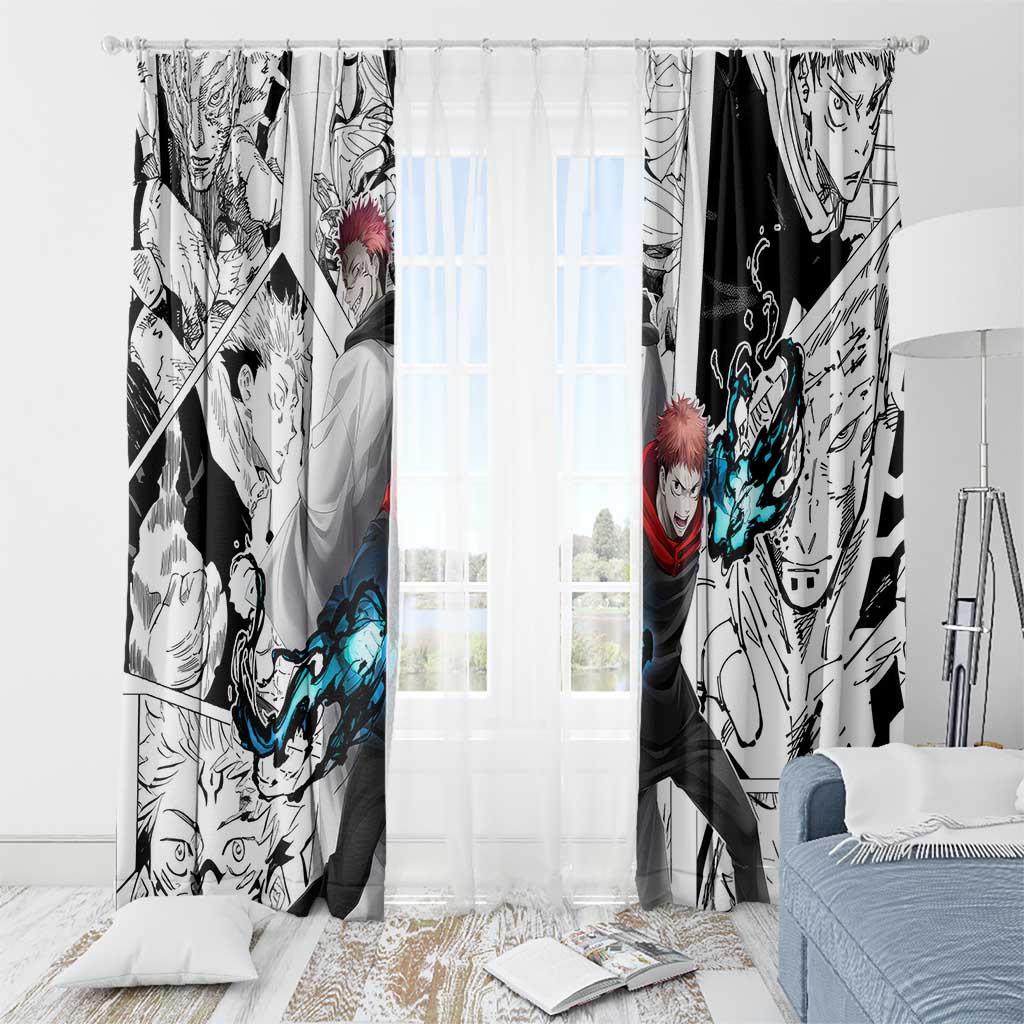 Itadori Yuji and Sukuna - Jujutsu Kaisen Window Curtain Anime Japan Style