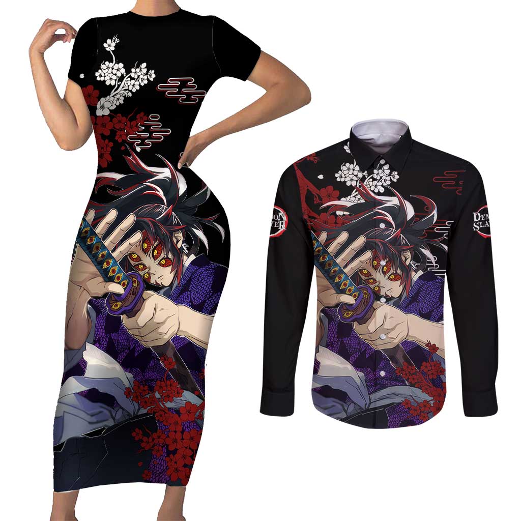 Kokushibo - Demon Slayer Couples Matching Short Sleeve Bodycon Dress and Long Sleeve Button Shirt Anime Japan Style