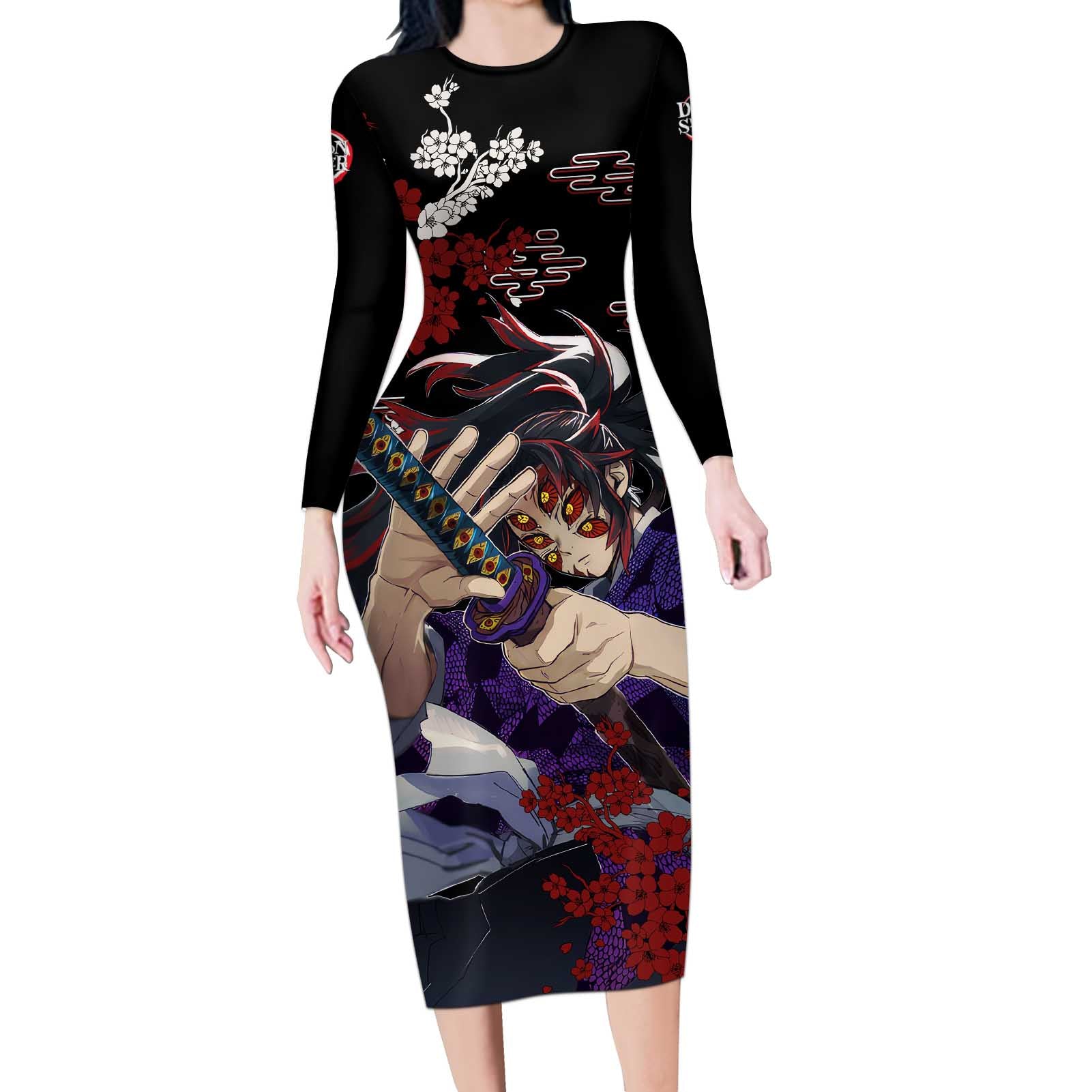Kokushibo - Demon Slayer Long Sleeve Bodycon Dress Anime Japan Style