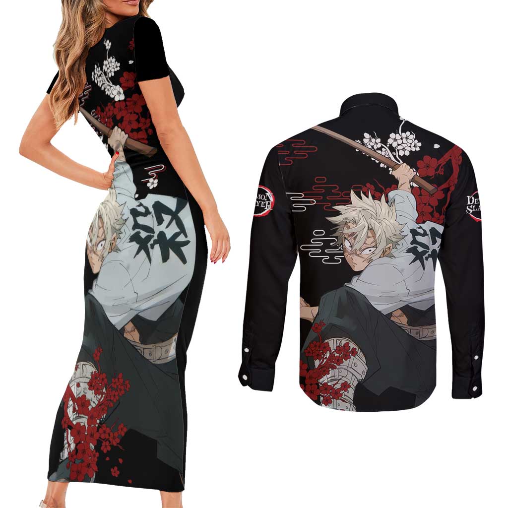 Sanemi Shinazugawa - Demon Slayer Couples Matching Short Sleeve Bodycon Dress and Long Sleeve Button Shirt Anime Japan Style