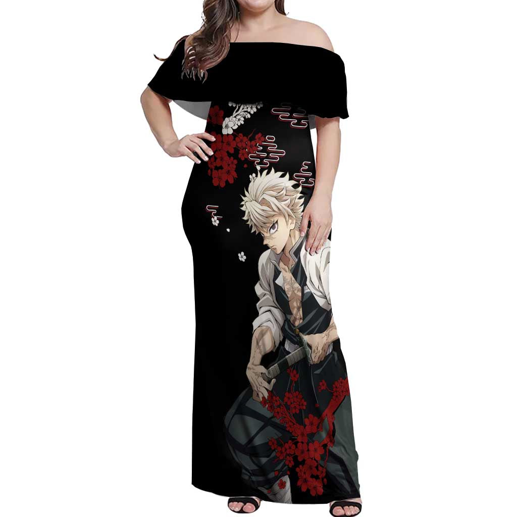 Sanemi Shinazugawa - Demon Slayer Off Shoulder Maxi Dress Anime Japan Style