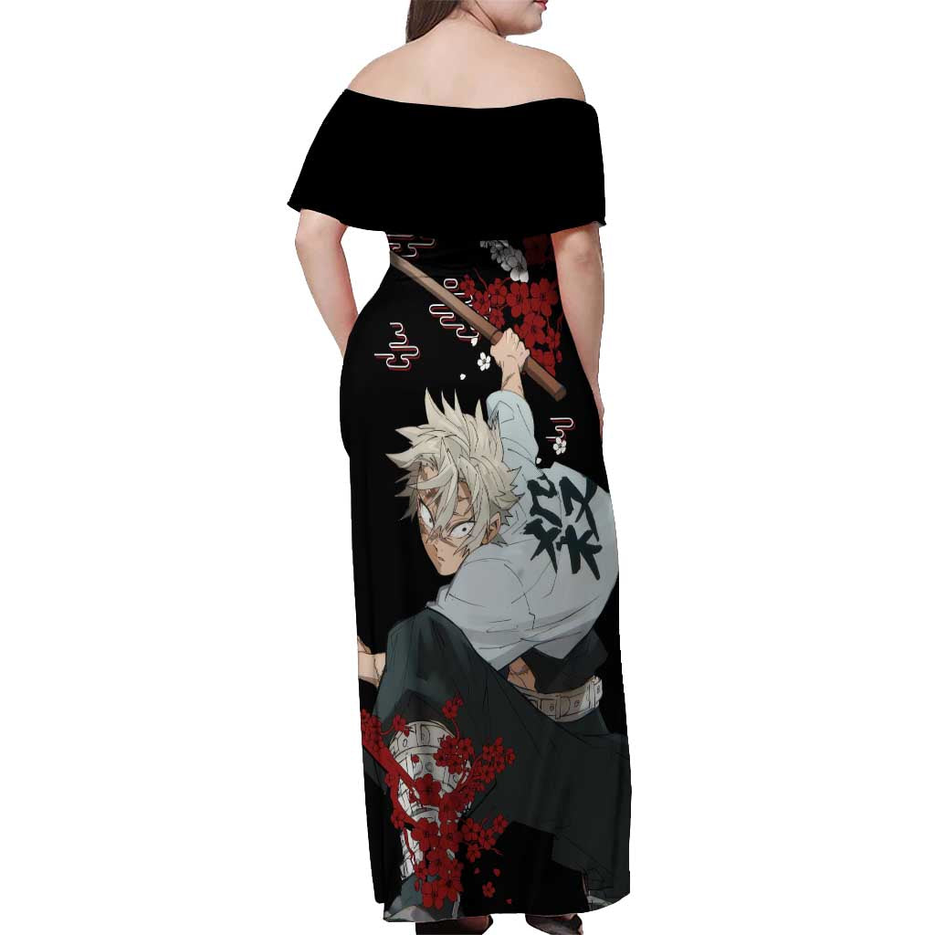 Sanemi Shinazugawa - Demon Slayer Off Shoulder Maxi Dress Anime Japan Style