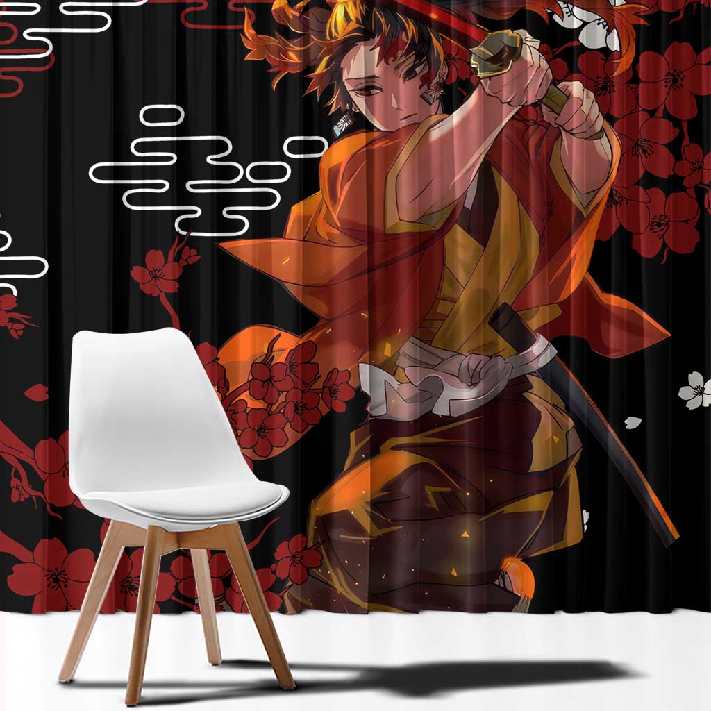 Yoriichi Tsugikuni - Demon Slayer Window Curtain Anime Text Pattern Style