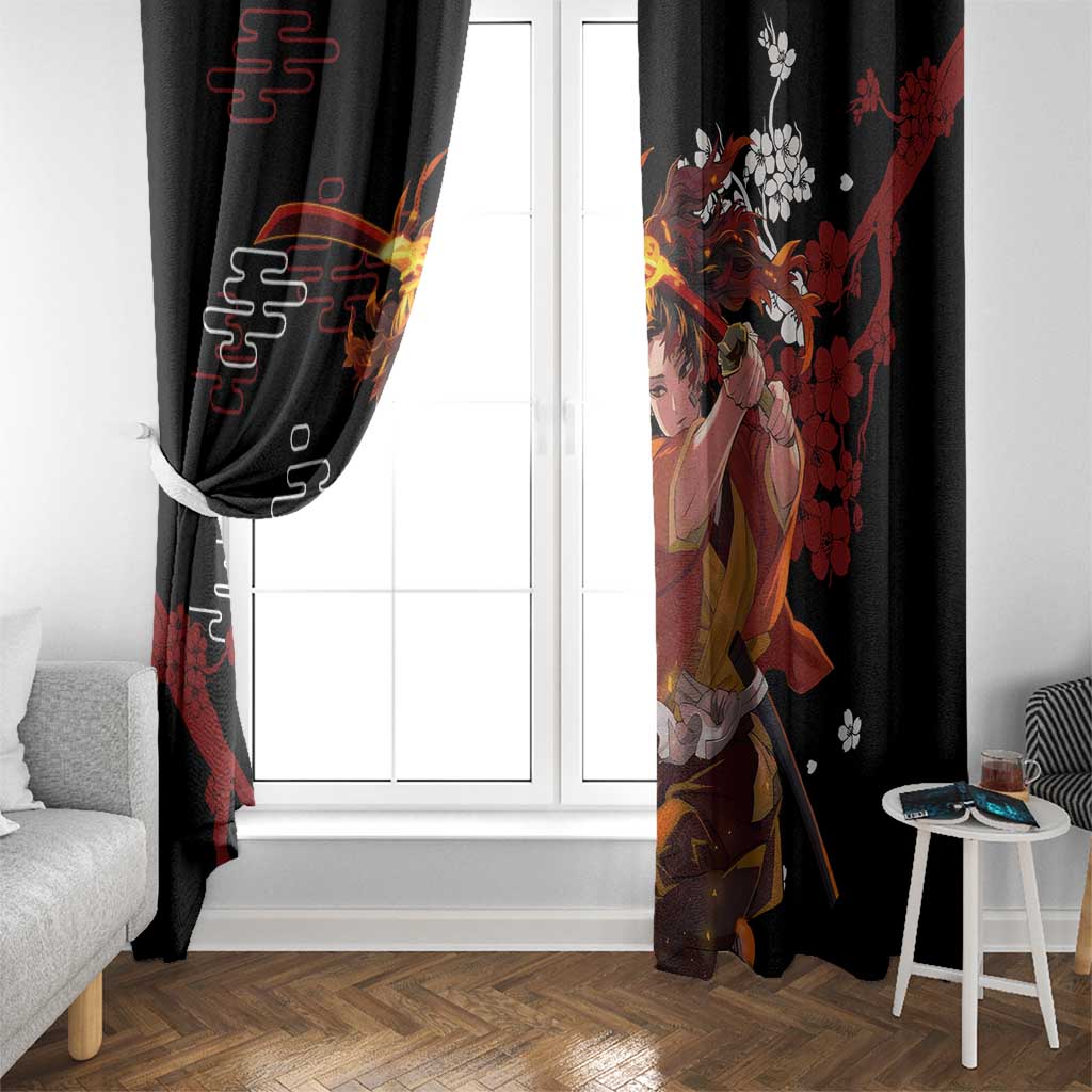Yoriichi Tsugikuni - Demon Slayer Window Curtain Anime Text Pattern Style
