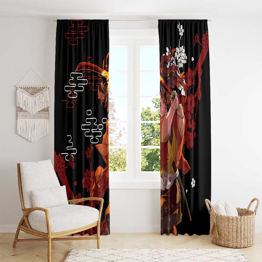 Yoriichi Tsugikuni - Demon Slayer Window Curtain Anime Text Pattern Style