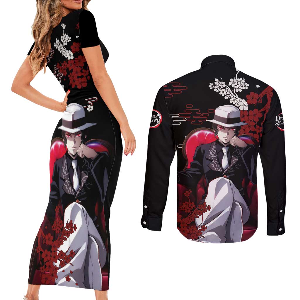 Muzan Kibutsuji - Demon Slayer Couples Matching Short Sleeve Bodycon Dress and Long Sleeve Button Shirt Anime Japan Style
