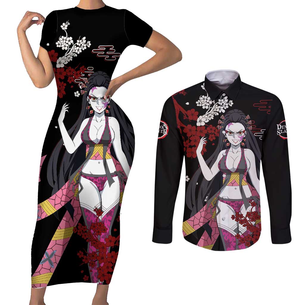 Daki - Demon Slayer Couples Matching Short Sleeve Bodycon Dress and Long Sleeve Button Shirt Anime Japan Style