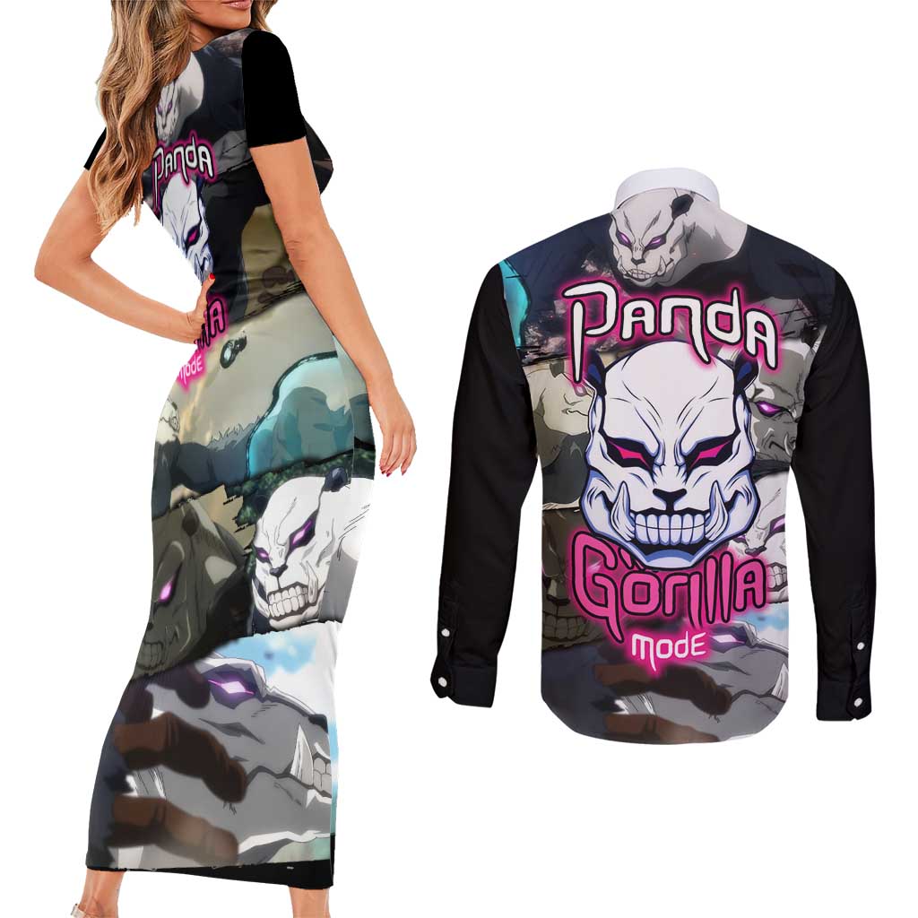 Panda - Jujutsu Kaisen Couples Matching Short Sleeve Bodycon Dress and Long Sleeve Button Shirt Anime Style