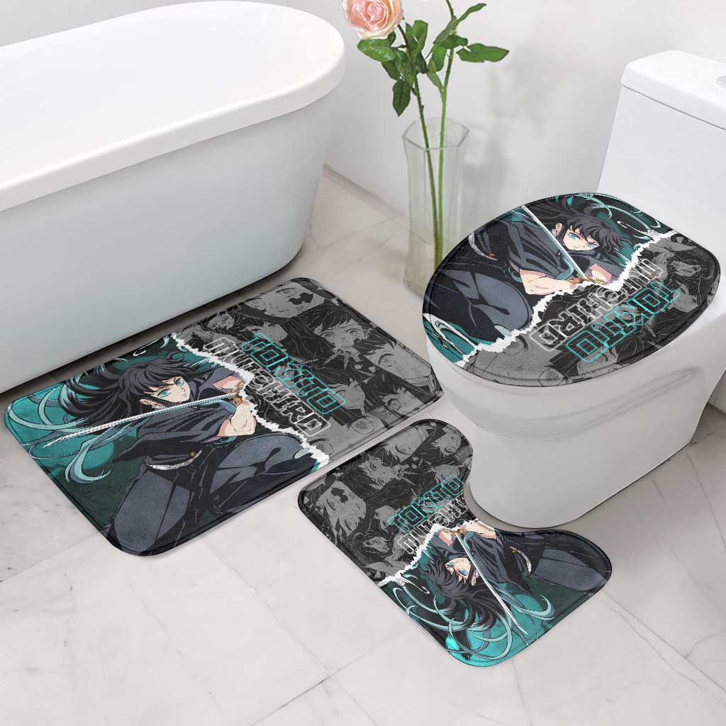 Muichiro Tokito Demon Slayer Bathroom Set with Mist Hashira Sword Pose and Ethereal Mist Design - The Mazicc