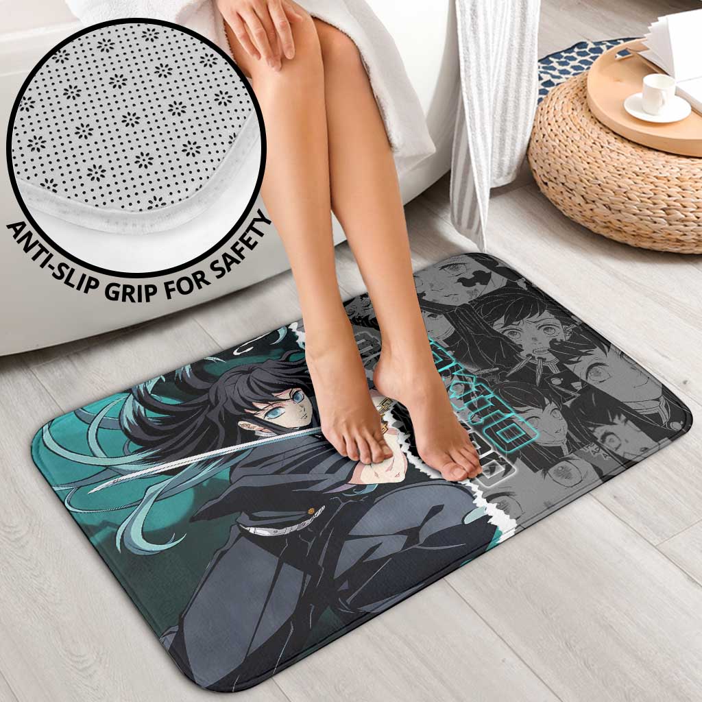 Muichiro Tokito Demon Slayer Bathroom Set with Mist Hashira Sword Pose and Ethereal Mist Design - The Mazicc