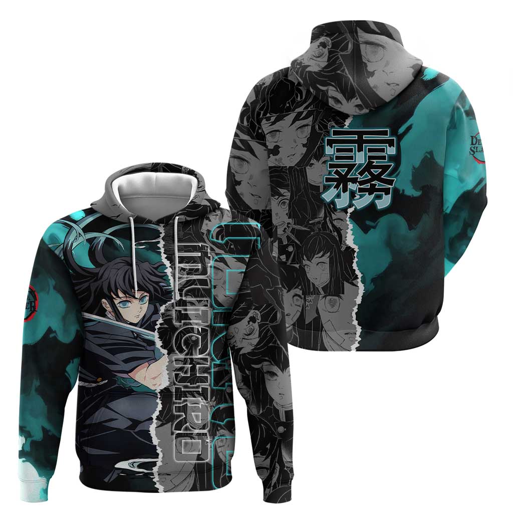 Muichiro Tokito Demon Slayer Hoodie with Mist Hashira Sword Pose and Ethereal Mist Design - The Mazicc