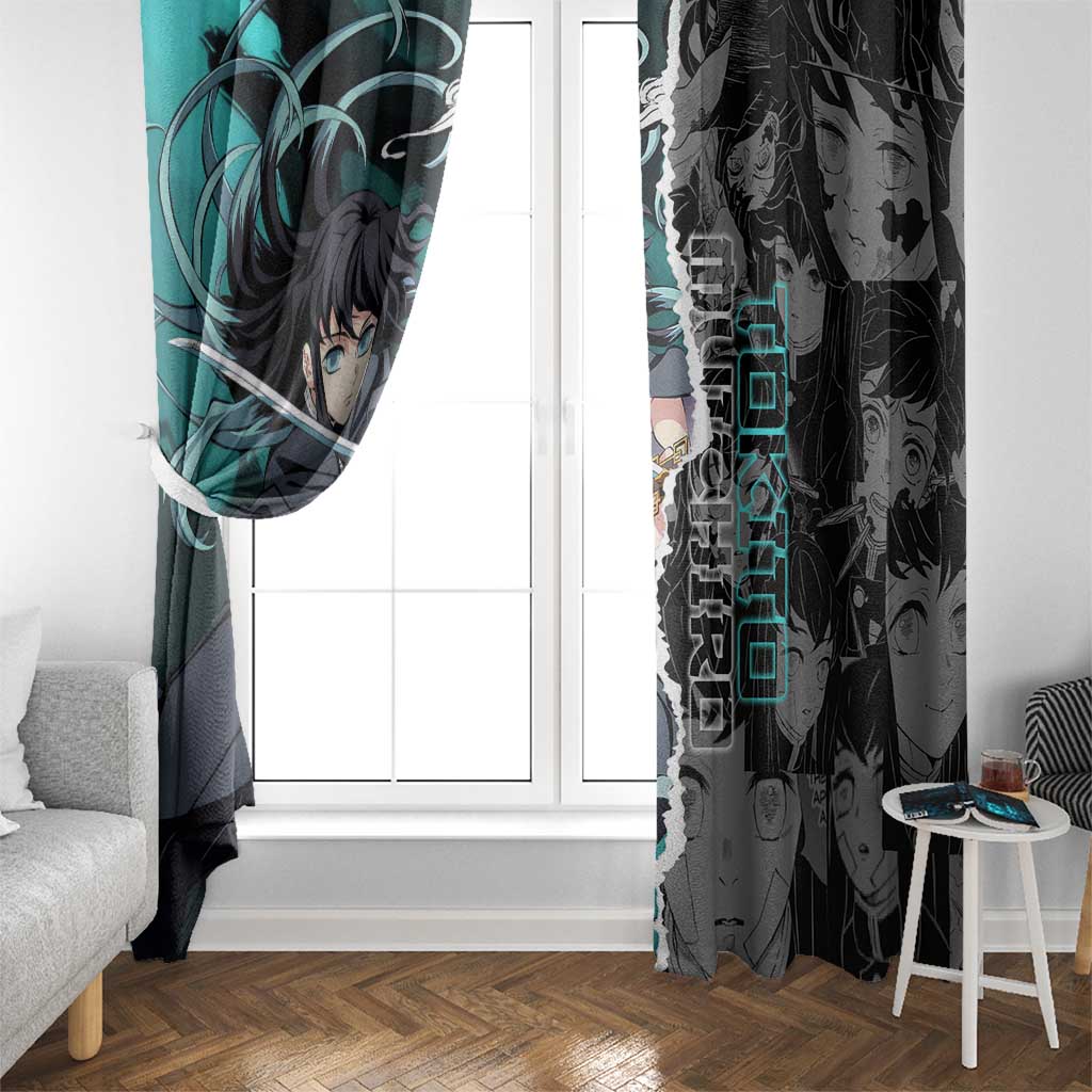 Muichiro Tokito Demon Slayer Window Curtain with Mist Hashira Sword Pose and Ethereal Mist Design - The Mazicc