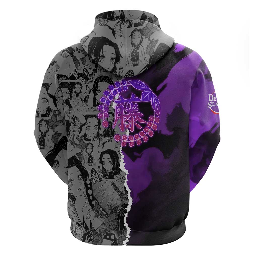 Shinobu Kocho Demon Slayer Hoodie with Insect Hashira Sword Pose and Elegant Butterfly Design - The Mazicc